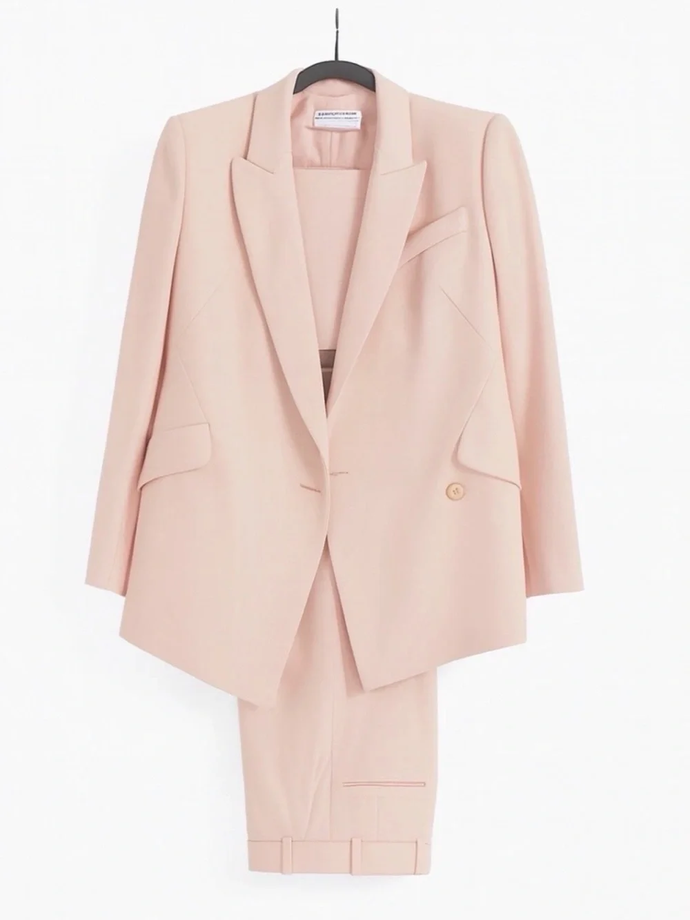Alexander McQueen Pale Pink Tailored Blazer and Wide-Leg Pants - Picture 2 of 5